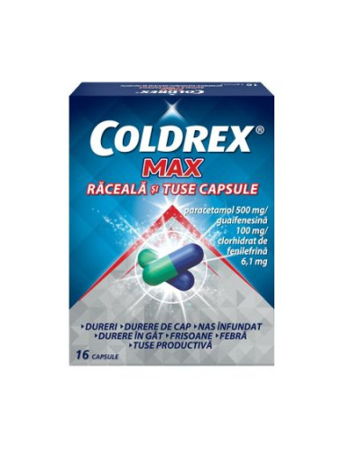 Coldrex Max Răceală & Tuse, 16 capsule – Perrigo
