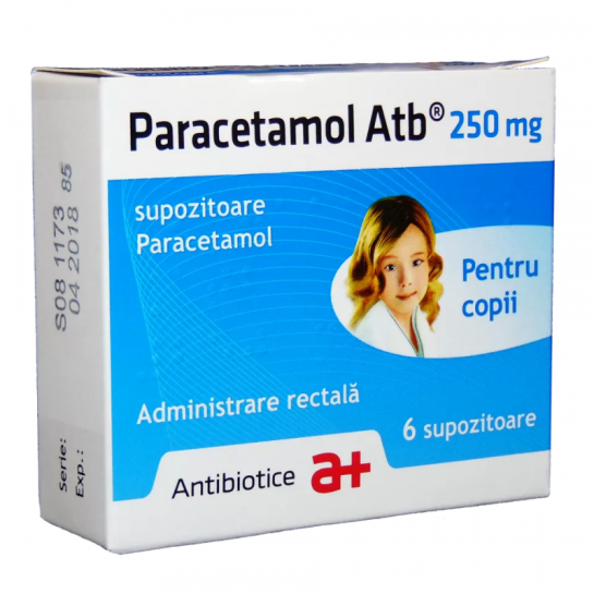 Paracetamol pentru copii, 250 mg, 6 supozitoare, Antibiotice SA