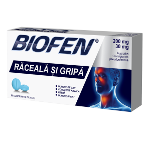 Biofen răceală și gripă, 200 mg/30 mg, 20 comprimate filmate – Biofarm