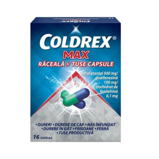 Coldrex Max Răceală & Tuse, 16 capsule – Perrigo