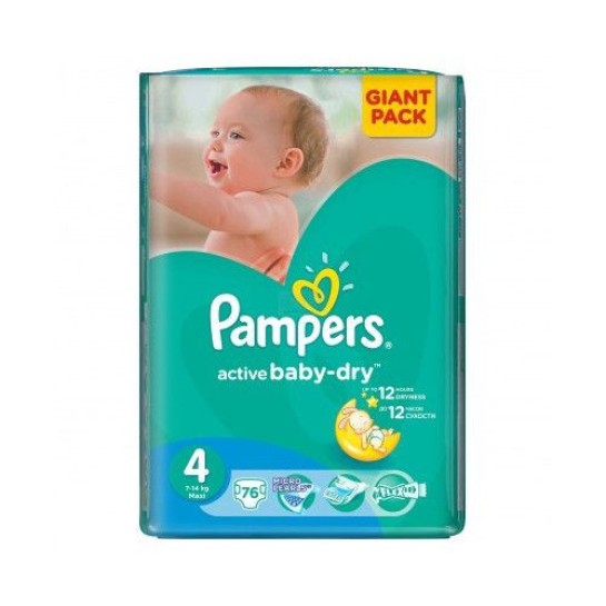 PAMPERS 4 Active Baby-dry (7-14kg) 76buc